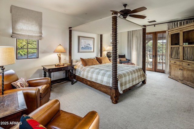 27256 N 97th Pl, Scottsdale, AZ 85262 - bedroom with multiple windows, access to outside, french doors, and ceiling fan
