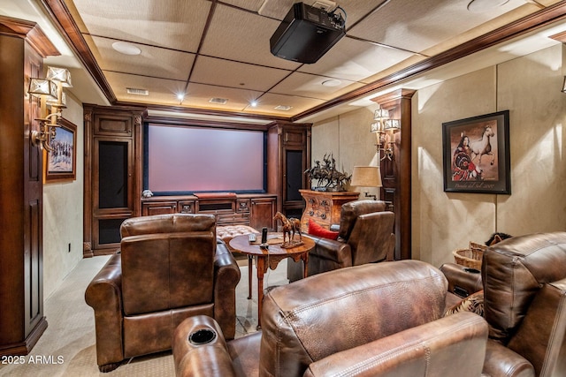 27256 N 97th Pl, Scottsdale, AZ 85262 - cinema with ornate columns, ornamental molding, and light colored carpet