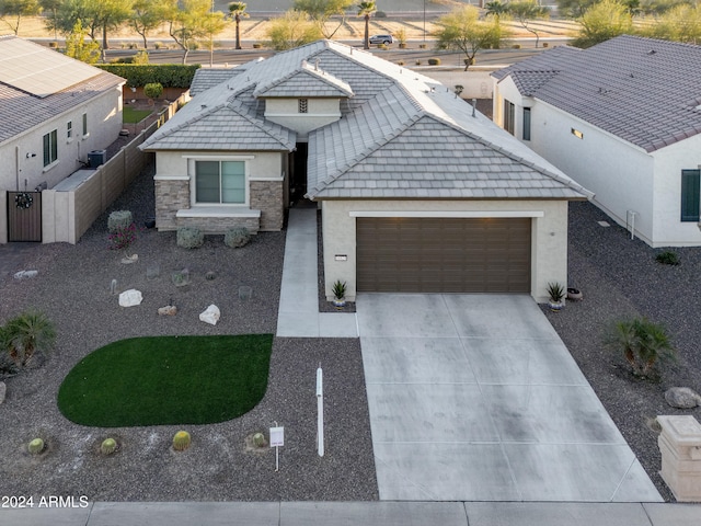 view of front of house with a garage