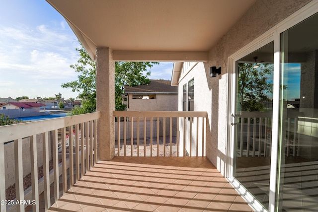 wooden deck with a residential view