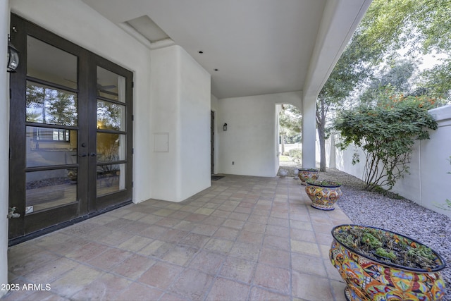 view of patio featuring french doors