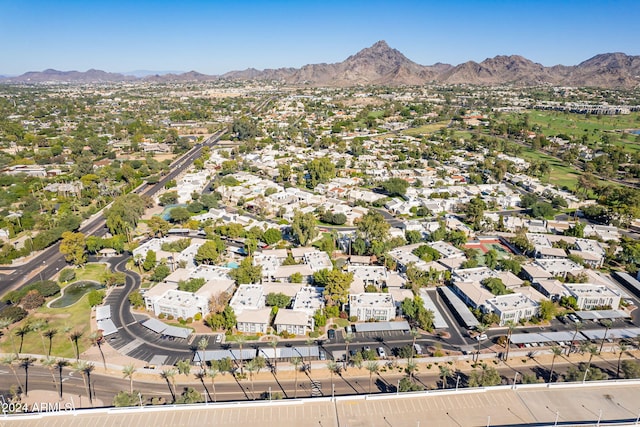 bird's eye view with a mountain view