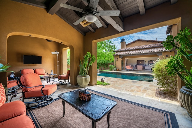 view of patio / terrace featuring an outdoor hangout area and ceiling fan