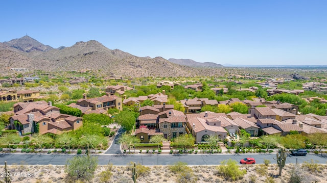 drone / aerial view featuring a mountain view