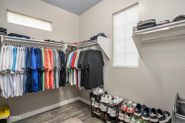 spacious closet featuring wood finished floors