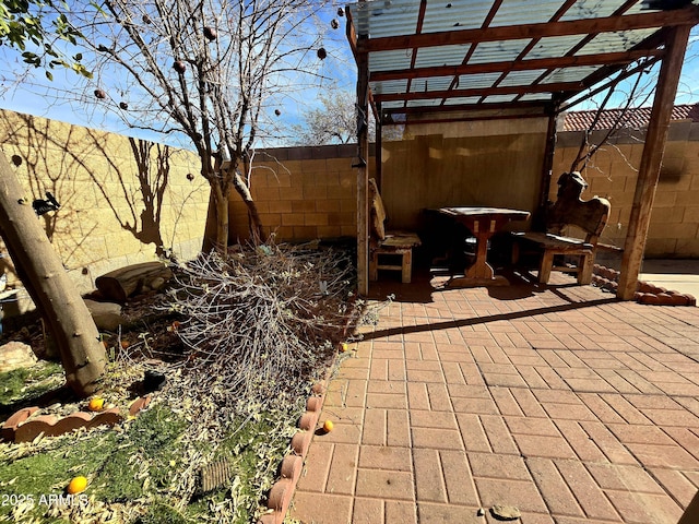 view of patio / terrace with a pergola