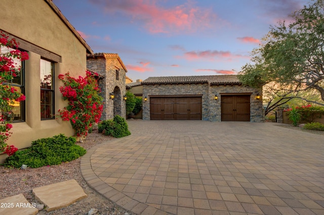 exterior space featuring a garage