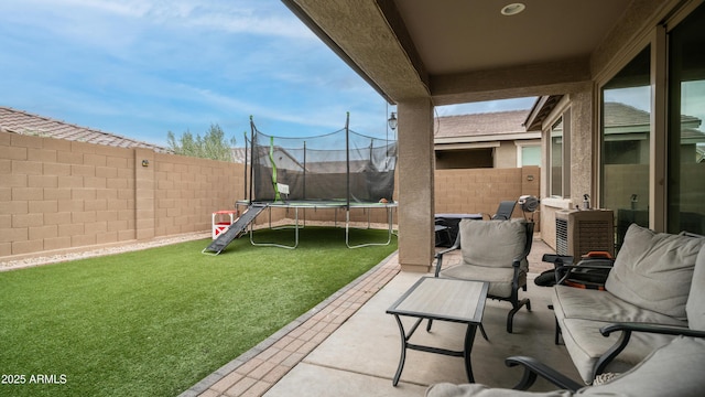view of patio / terrace with a trampoline