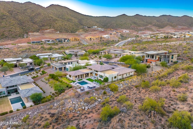 drone / aerial view with a mountain view