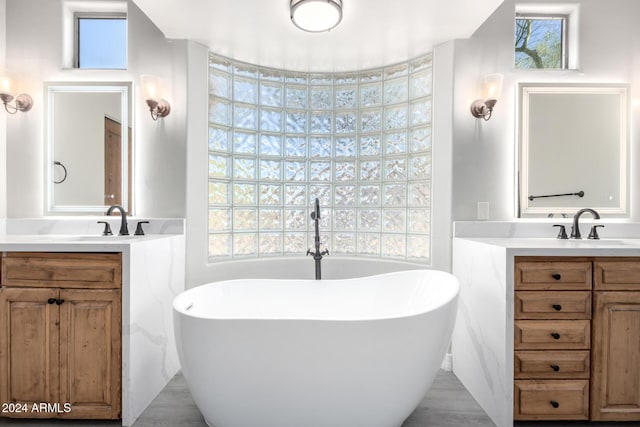 bathroom featuring a bathing tub and vanity