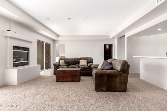 living room with light colored carpet