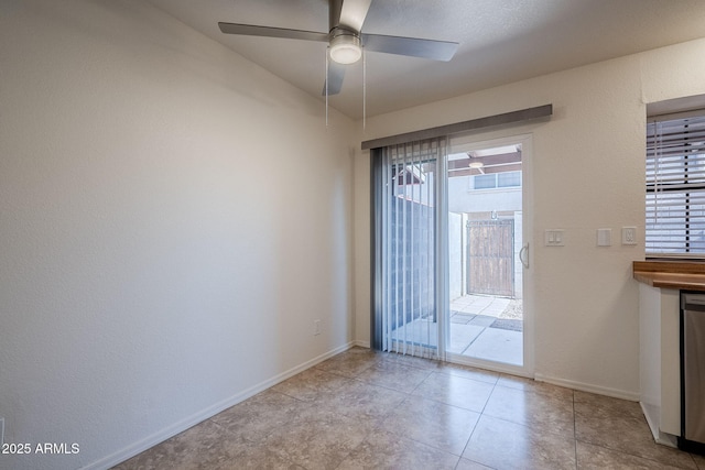 spare room featuring ceiling fan