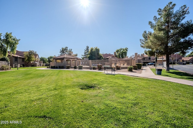 view of yard with a gazebo