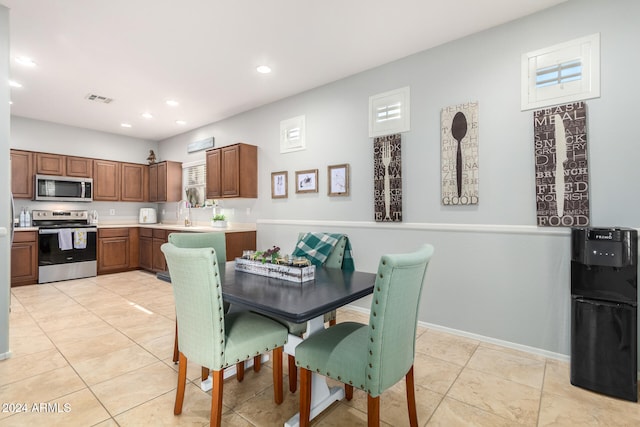 view of tiled dining room