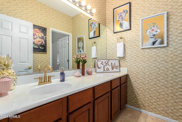 bathroom featuring vanity and tile patterned floors