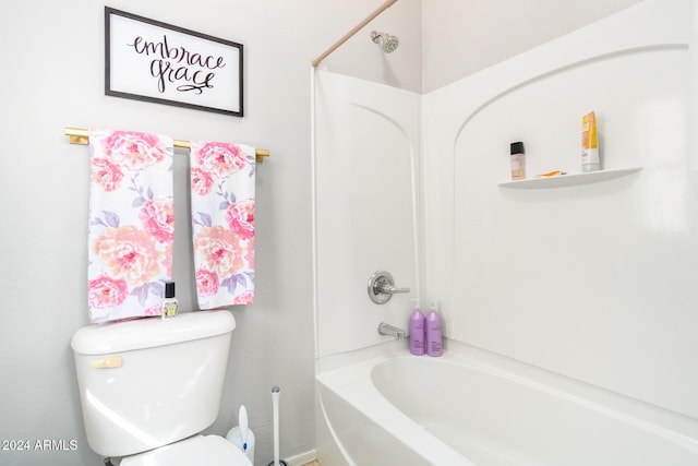 bathroom with toilet and shower / washtub combination