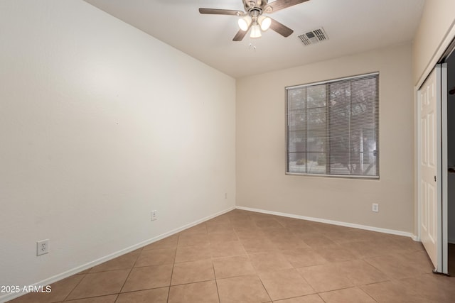 8848 W Cordes Rd, Tolleson, AZ 85353 - unfurnished bedroom featuring light tile patterned floors, baseboards, a closet, and ceiling fan