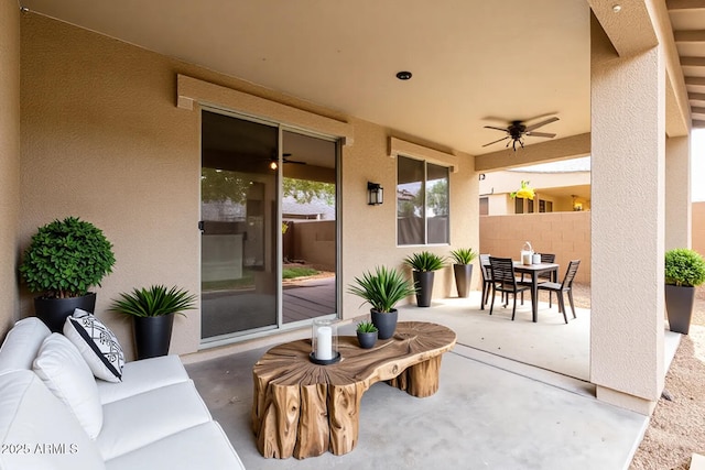 8848 W Cordes Rd, Tolleson, AZ 85353 - view of patio / terrace with outdoor dining area, an outdoor living space, and ceiling fan