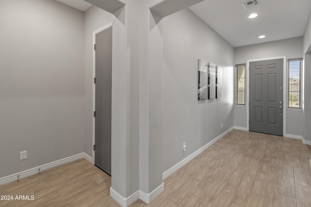 foyer featuring light wood-type flooring