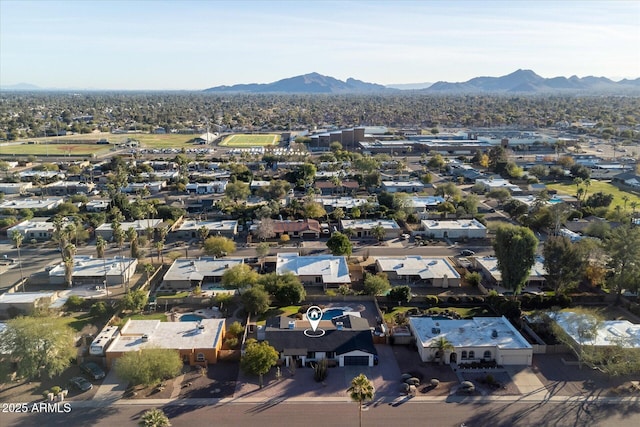 aerial view with a mountain view