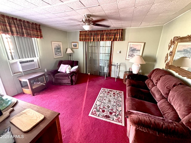 1025 N Sartillion Ave, Ajo, AZ 85321 - carpeted living room with cooling unit and a ceiling fan