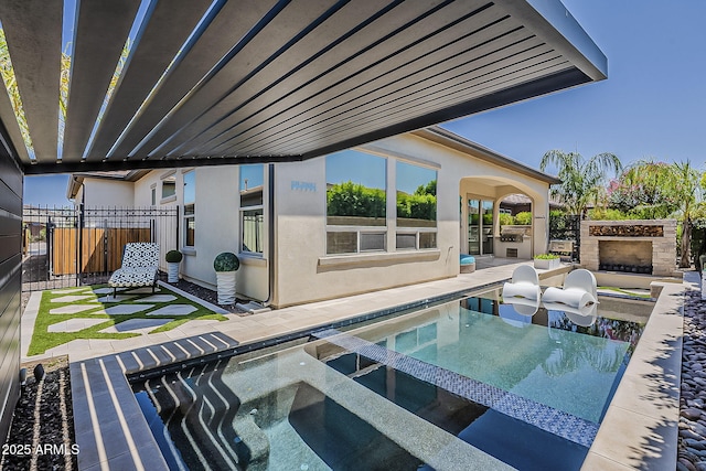 199 E Tangerine Path, Queen Creek, AZ 85140 - view of pool featuring exterior kitchen, an in-ground hot tub, and a patio