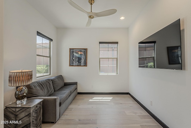 199 E Tangerine Path, Queen Creek, AZ 85140 - living area with light wood finished floors, a ceiling fan, and recessed lighting
