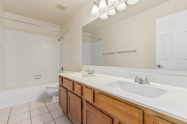 6032 W Grovers Ave, Glendale, AZ 85308 - full bath featuring tile patterned floors, shower / tub combination, toilet, and double vanity