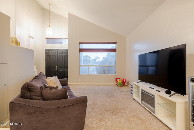 288 W Los Alamos St, Gilbert, AZ 85233 - carpeted living room with high vaulted ceiling and baseboards