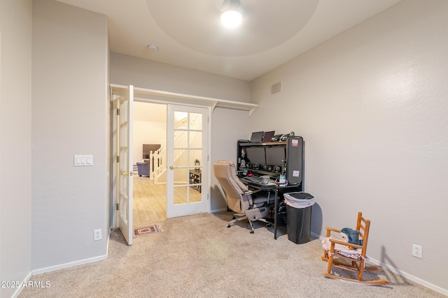 288 W Los Alamos St, Gilbert, AZ 85233 - carpeted home office featuring french doors and baseboards
