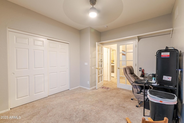 288 W Los Alamos St, Gilbert, AZ 85233 - home office featuring french doors, carpet flooring, and baseboards
