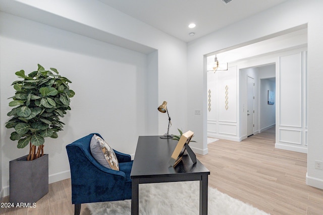 home office featuring wood-type flooring