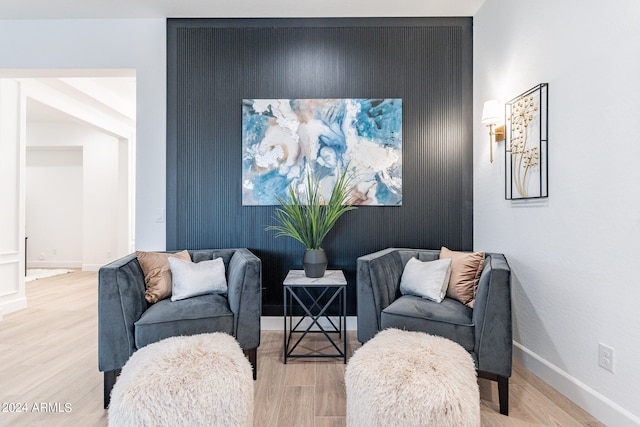 living room with light wood-type flooring