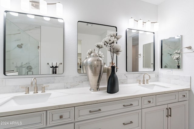 bathroom featuring vanity and walk in shower