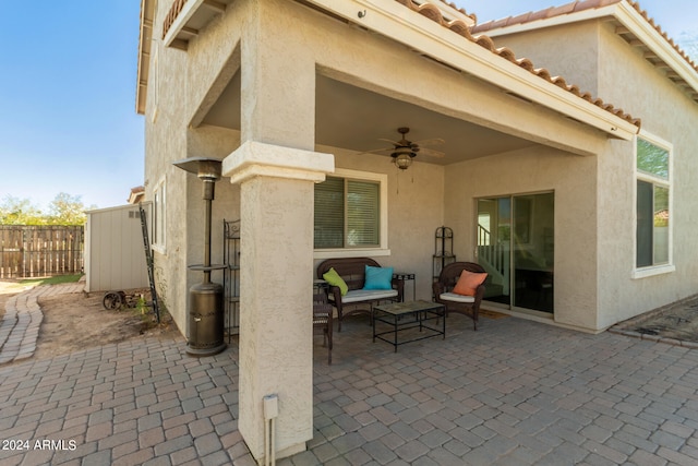 view of patio with ceiling fan