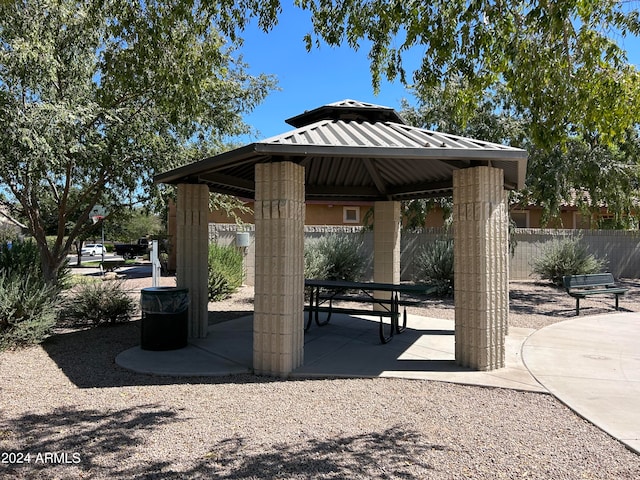 view of patio featuring a gazebo