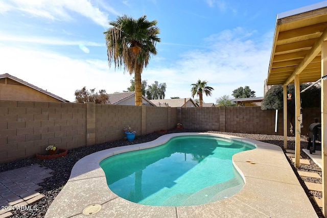 view of swimming pool with a patio area