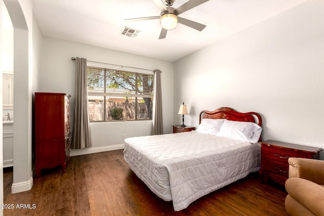 1492 E Westchester Dr, Chandler, AZ 85249 - bedroom with wood finished floors, baseboards, and ceiling fan