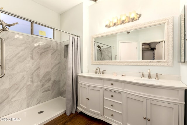 1492 E Westchester Dr, Chandler, AZ 85249 - bathroom with tiled shower and double vanity