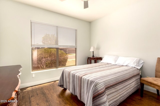 1492 E Westchester Dr, Chandler, AZ 85249 - bedroom with baseboards, wood finished floors, and ceiling fan