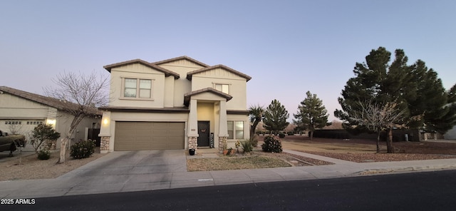 view of front of home with a garage