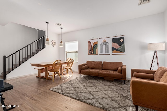 living room featuring wood-type flooring