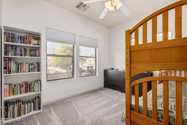 bedroom with carpet floors and ceiling fan