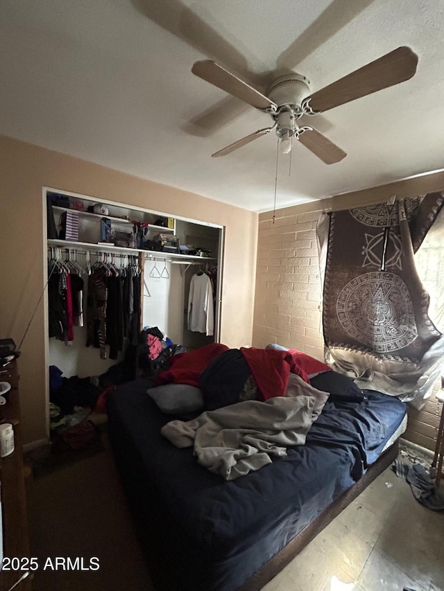 bedroom with a closet and ceiling fan