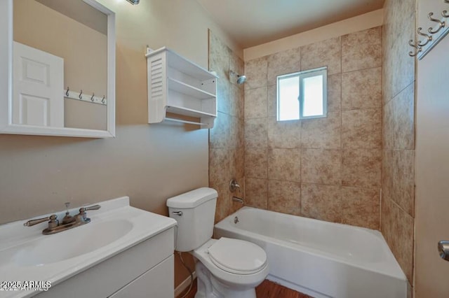 3949 E Earll Dr, Phoenix, AZ 85018 - bathroom featuring toilet, vanity, and bathing tub / shower combination