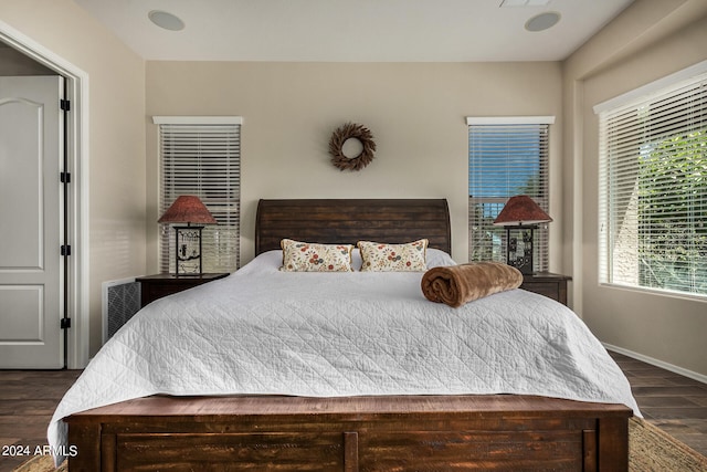 bedroom featuring dark hardwood / wood-style floors