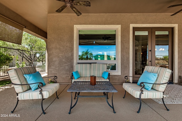 view of patio / terrace featuring ceiling fan