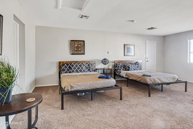 7520 E Papago Dr, Scottsdale, AZ 85257 - bedroom with baseboards, carpet flooring, visible vents, and attic access