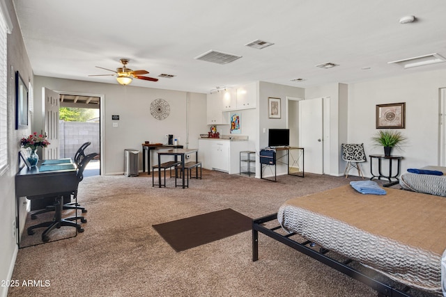 7520 E Papago Dr, Scottsdale, AZ 85257 - bedroom featuring access to exterior, visible vents, and carpet