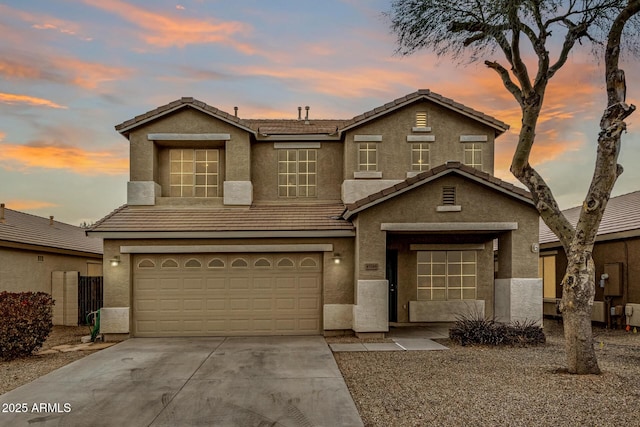 view of property featuring a garage